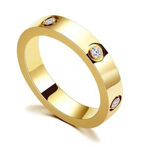 Love Styles 18k Gold Plated Ring with Crystals Sz 8 / New with box